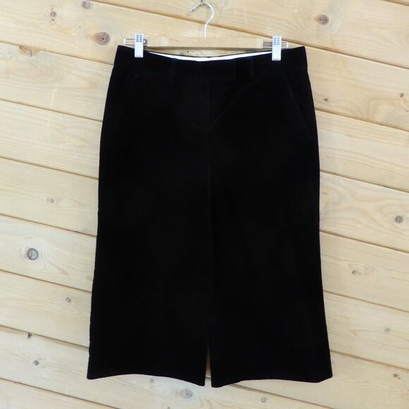 Theory Black Velvet Velour Knee Length Wide Leg Bermuda Pants Shorts Culottes 6 - Picture 7 of 11